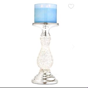 Silver Glitter Swirling Pedestal Candle Holder